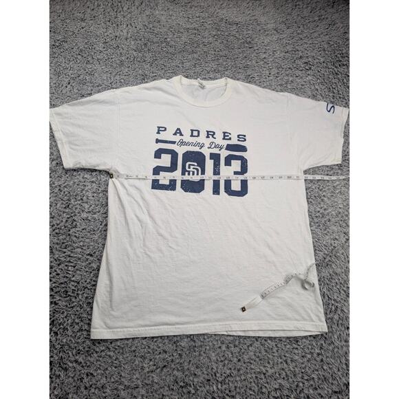 San Diego Padres Shirt Men Extra Large White Blue MLB Logo 2013 Opening Day Tee - Picture 2 of 5